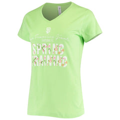 San Francisco Giants Soft as a Grape Women's Script Floral V-Neck T-Shirt - Green