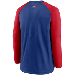 Chicago Cubs Authentic Collection Pregame Performance Raglan Pullover Sweatshirt - Royal/Red | Nike