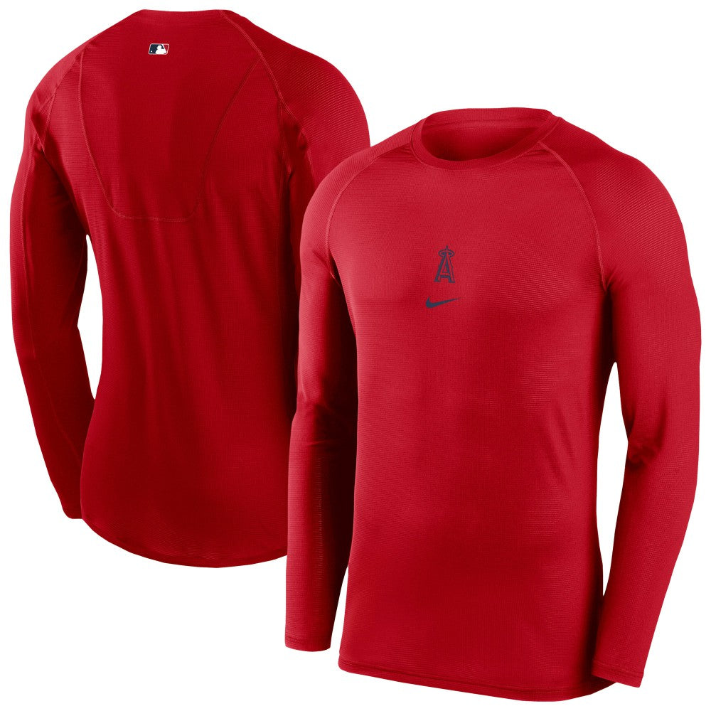 Los Angeles Angels Authentic Collection Raglan Long Sleeve T-Shirt - Red | Nike