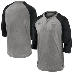 Tampa Bay Rays Authentic Collection Flux Henley Raglan 3/4-Sleeve T-Shirt - Gray | Nike