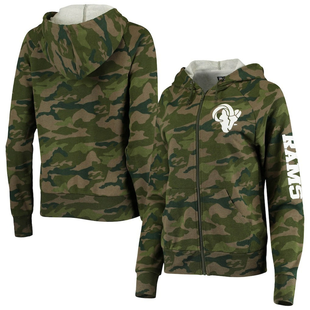 Los Angeles Rams New Era Women's Raglan Full-Zip Hoodie - Camo for sale