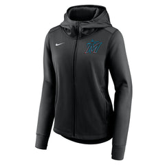 Miami Marlins Women's Authentic Collection Baseball Performance Full-Zip Hoodie - Black | Nike