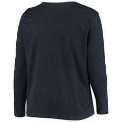 Chicago Bears Women's Plus Size Primary Logo Long Sleeve Scoop Neck T-Shirt - Navy on sale
