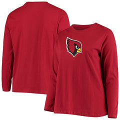 Arizona Cardinals Women's Plus Size Primary Logo Long Sleeve Scoop Neck T-Shirt - Cardinal outlet