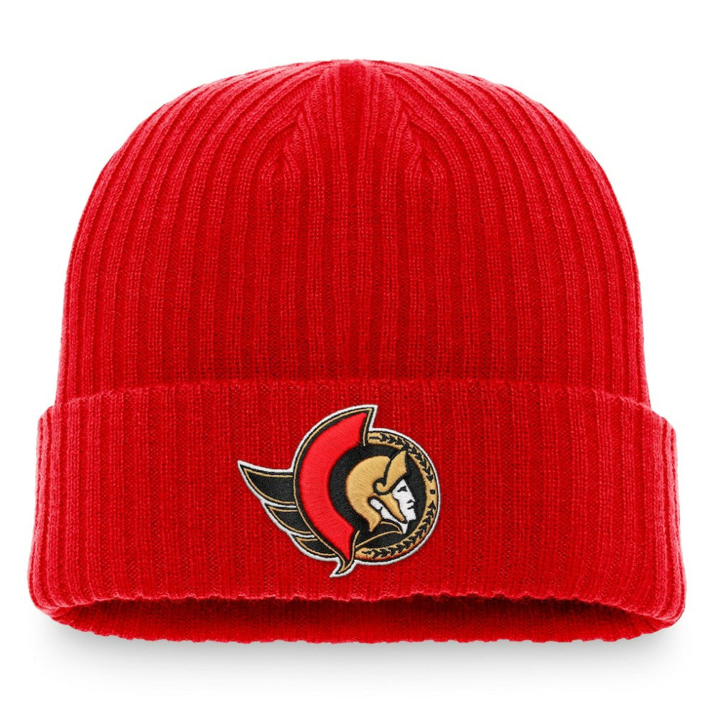 Ottawa Senators Fanatics Core Primary Logo Cuffed Knit Hat Red