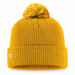 Nashville Predators Fanatics Primary Logo Cuffed Knit Hat with Pom Gold