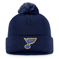St. Louis Blues Fanatics Primary Logo Cuffed Knit Hat with Pom Navy