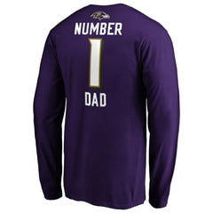 Baltimore Ravens #1 Dad Long Sleeve Team Logo T-Shirt - Purple cheap