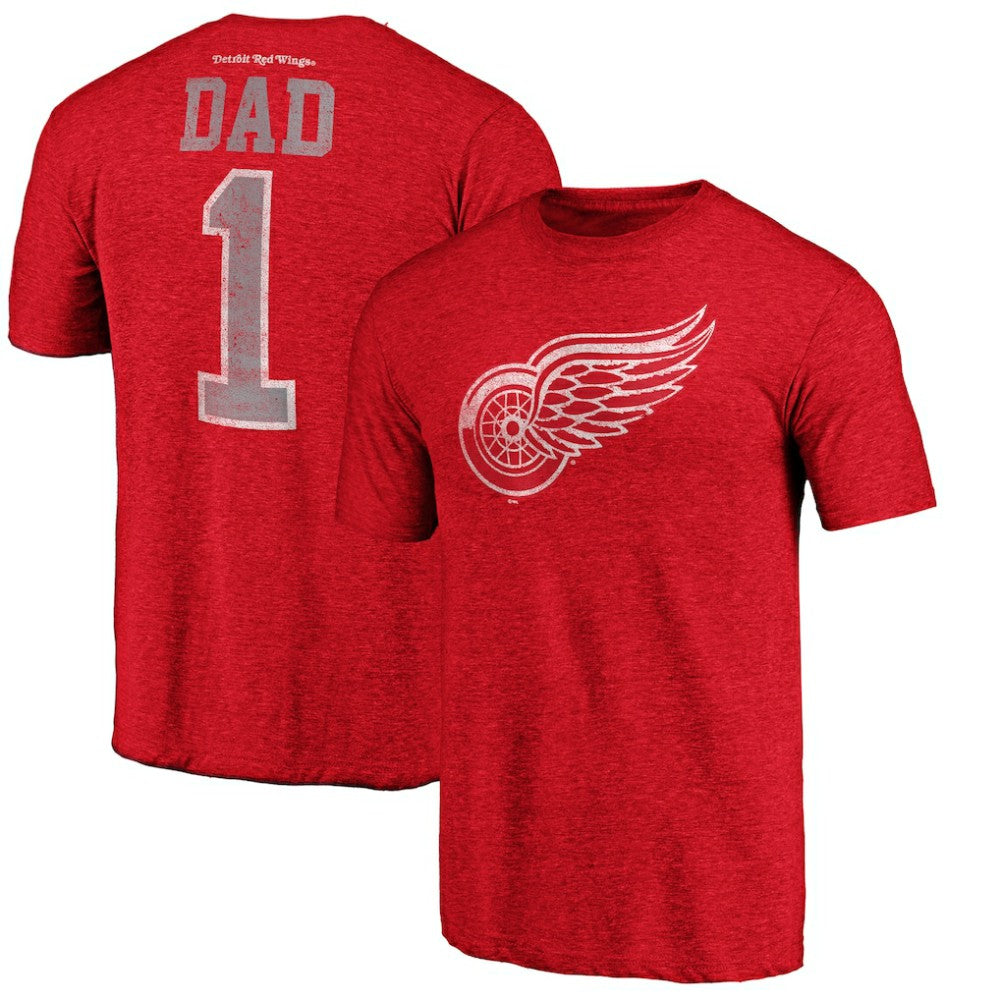 Detroit Red Wings Greatest Dad Tri-Blend T-Shirt Red