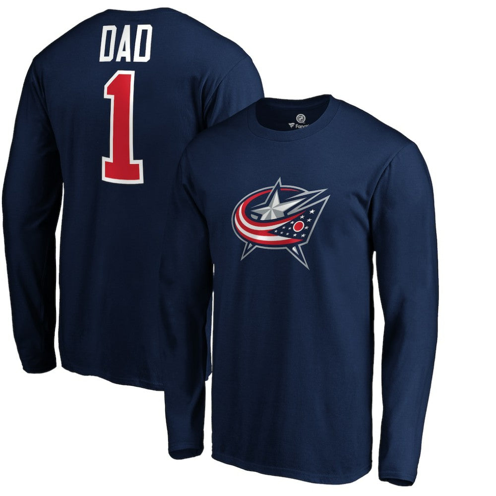 Columbus Blue Jackets #1 Dad Long Sleeve T-Shirt Navy