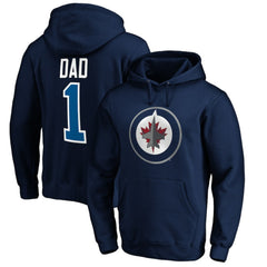 Winnipeg Jets #1 Dad Pullover Hoodie Navy