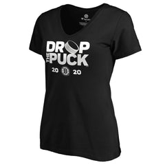 Boston Bruins Women's Drop the Puck V-Neck T-Shirt Black