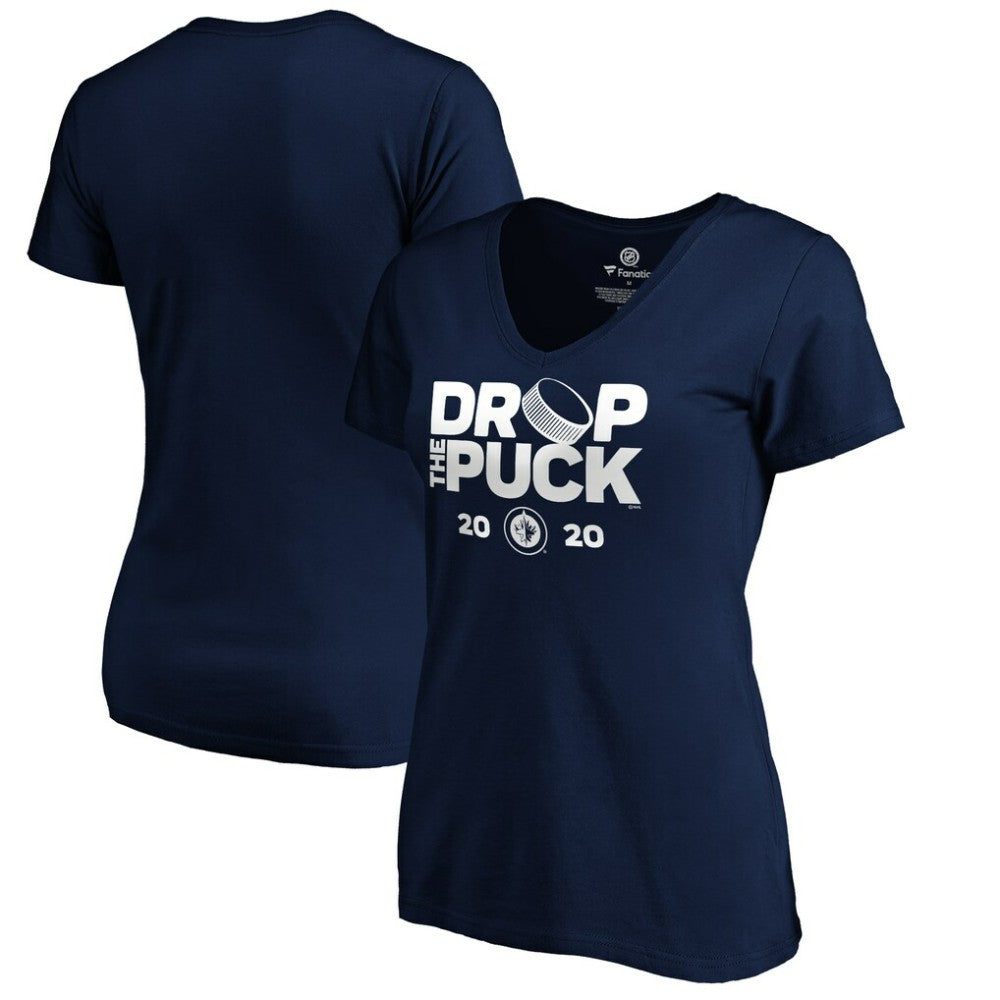 Winnipeg Jets Women's Drop the Puck V-Neck T-Shirt Navy