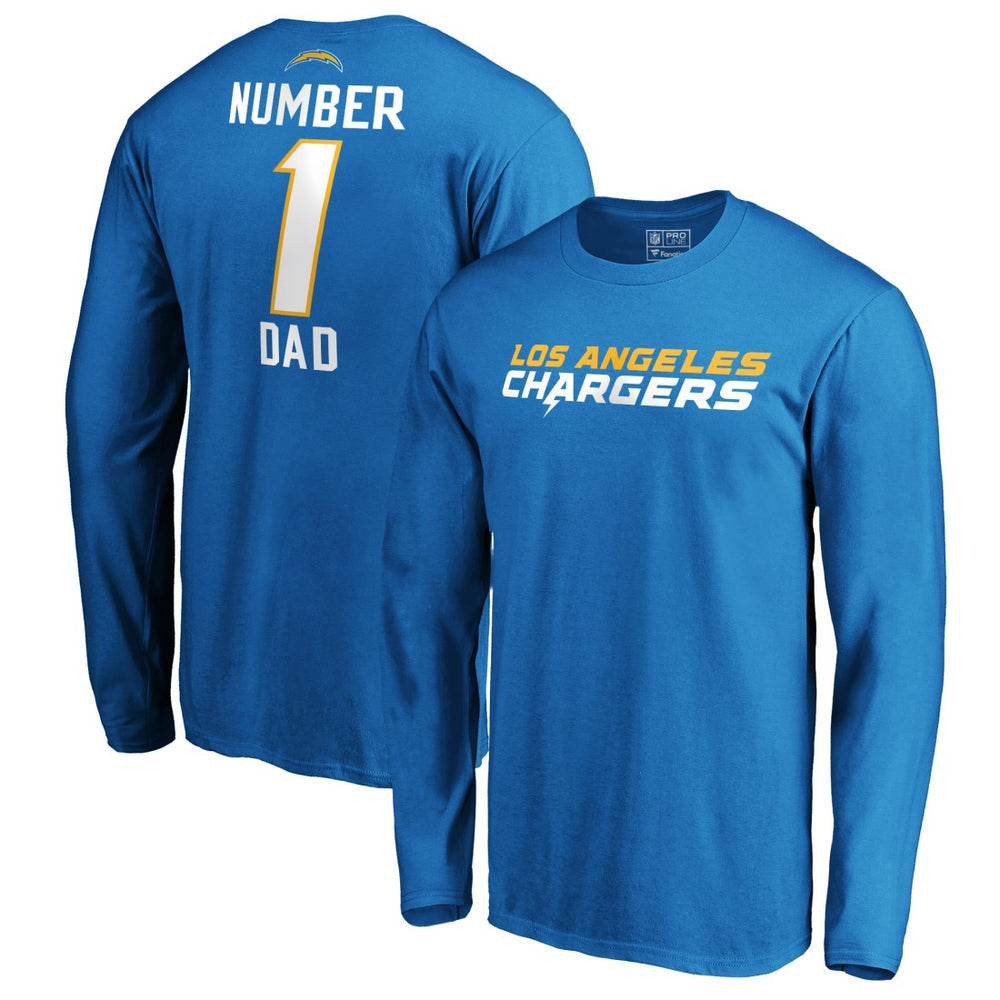 Los Angeles Chargers #1 Dad Long Sleeve Team Logo T-Shirt - Light Blue cheap
