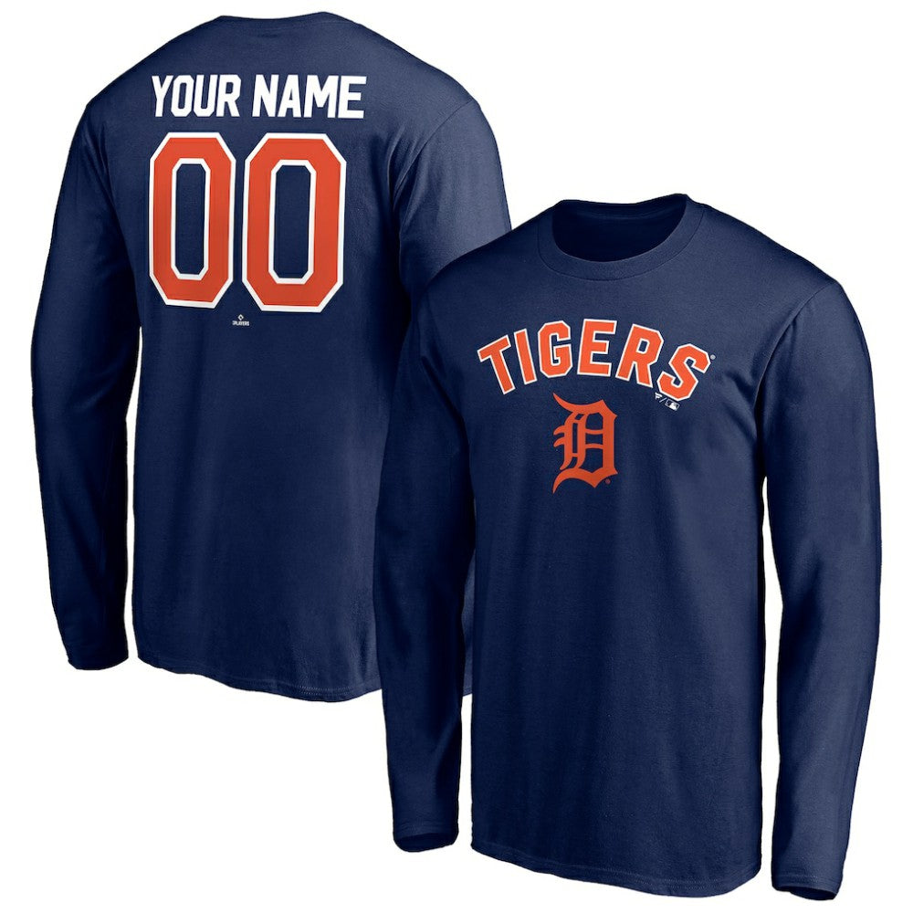 Detroit Tigers Personalized Winning Streak Name & Number Long Sleeve T-Shirt - Navy