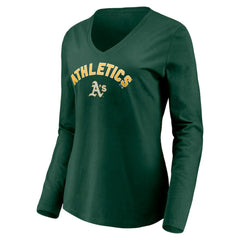 Athletics Women's Personalized Winning Streak Name & Number Long Sleeve V-Neck T-Shirt - Green