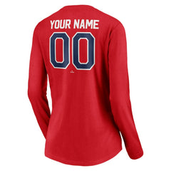 Philadelphia Phillies Women's Personalized Winning Streak Name & Number Long Sleeve V-Neck T-Shirt - Red