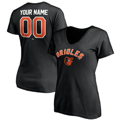 Baltimore Orioles Women's Personalized Winning Streak Name & Number V-Neck T-Shirt - Black