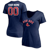 Boston Red Sox Women's Personalized Winning Streak Name & Number V-Neck T-Shirt - Navy