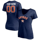 Houston Astros Women's Personalized Winning Streak Name & Number V-Neck T-Shirt - Navy