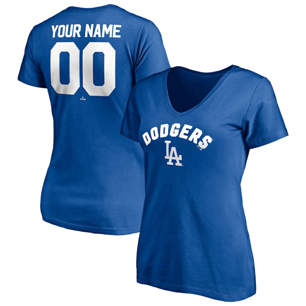 Los Angeles Dodgers Women's Personalized Winning Streak Name & Number V-Neck T-Shirt - Royal