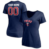 Minnesota Twins Women's Personalized Winning Streak Name & Number V-Neck T-Shirt - Navy