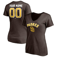 San Diego Padres Women's Personalized Winning Streak Name & Number V-Neck T-Shirt - Brown