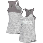 Las Vegas Raiders New Era Women's Space Dye Racerback Scoop Neck Tank Top - Silver/Black outlet
