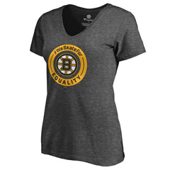 Boston Bruins Women's #WeSkateFor V-Neck T-Shirt Heather Gray