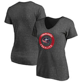 Columbus Blue Jackets Women's #WeSkateFor V-Neck T-Shirt Heather Gray