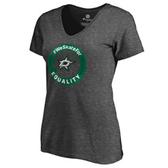 Dallas Stars Women's #WeSkateFor V-Neck T-Shirt Heather Gray