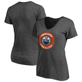 Edmonton Oilers Women's #WeSkateFor V-Neck T-Shirt Heather Gray