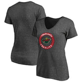 Minnesota Wild Women's #WeSkateFor V-Neck T-Shirt Heather Gray