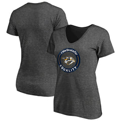 Nashville Predators Women's #WeSkateFor V-Neck T-Shirt Heather Gray