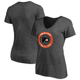 Philadelphia Flyers Women's #WeSkateFor V-Neck T-Shirt Heather Gray