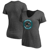 San Jose Sharks Women's #WeSkateFor V-Neck T-Shirt Heather Gray