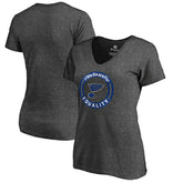 St. Louis Blues Women's #WeSkateFor V-Neck T-Shirt Heather Gray