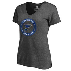St. Louis Blues Women's #WeSkateFor V-Neck T-Shirt Heather Gray