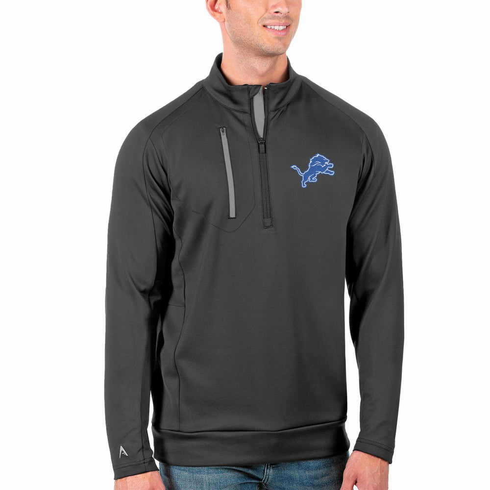 Detroit Lions Antigua Generation Quarter-Zip Pullover Jacket - Charcoal/Silver outlet