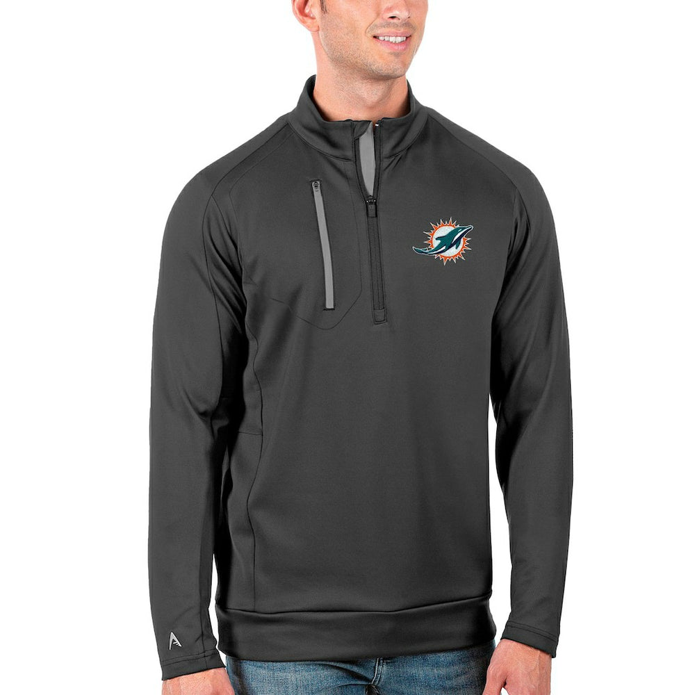 Miami Dolphins Antigua Generation Quarter-Zip Pullover Jacket - Charcoal/Silver outlet