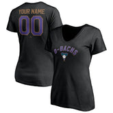 Arizona Diamondbacks Women's Cooperstown Winning Streak Personalized Name & Number V-Neck T-Shirt - Black
