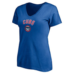 Chicago Cubs Women's Cooperstown Winning Streak Personalized Name & Number V-Neck T-Shirt - Royal