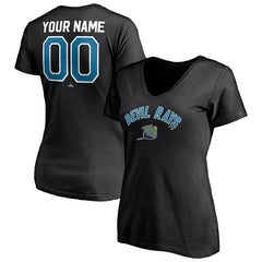 Tampa Bay Rays Women's Cooperstown Winning Streak Personalized Name & Number V-Neck T-Shirt - Black