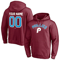 Philadelphia Phillies Cooperstown Winning Streak Alternate Personalized Name & Number Pullover Hoodie - Burgundy