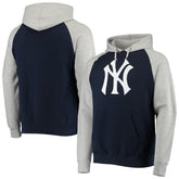 New York Yankees Stitches Raglan Pullover Hoodie - Heathered Gray/Navy