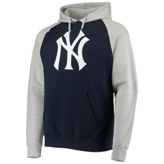 New York Yankees Stitches Raglan Pullover Hoodie - Heathered Gray/Navy
