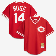 Pete Rose Cincinnati Reds Authentic Batting Practice Jersey - Red | Mitchell & Ness