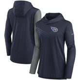 Tennessee Titans Women's Chevron Hoodie Performance Long Sleeve T-Shirt - Navy/Heathered Charcoal | Nike for sale