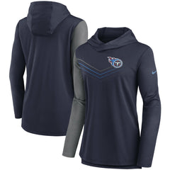 Tennessee Titans Women's Chevron Hoodie Performance Long Sleeve T-Shirt - Navy/Heathered Charcoal | Nike for sale