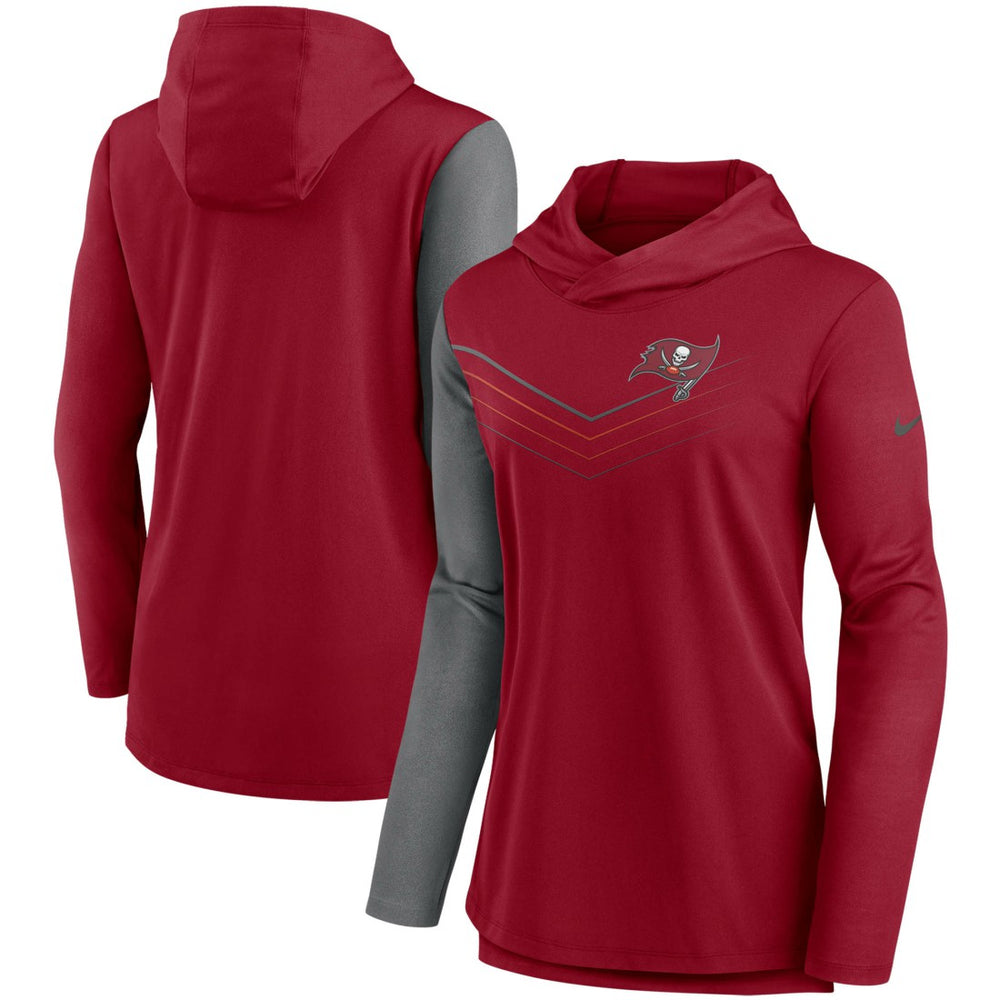Tampa Bay Buccaneers Women's Chevron Hoodie Performance Long Sleeve T-Shirt - Red/Heathered Charcoal | Nike outlet
